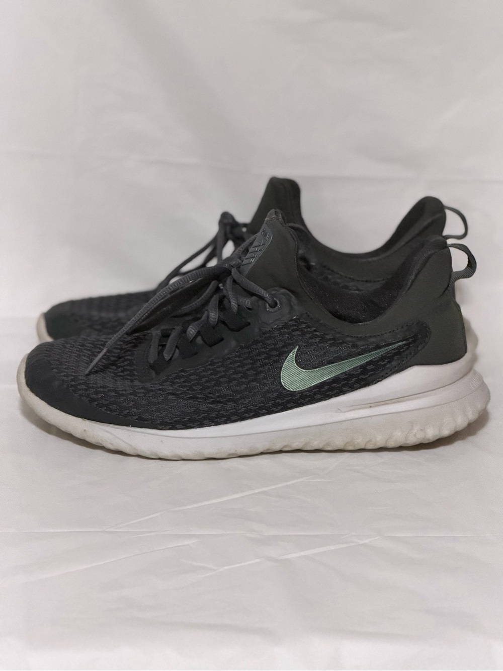 Nike Kids Black Sneakers with Mint Swoosh